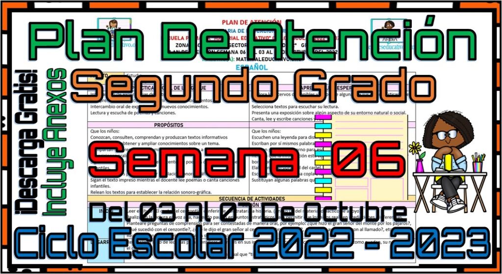 Plan de atención del segundo grado de primaria de la semana 06 del 03 al 07 de octubre del 2022