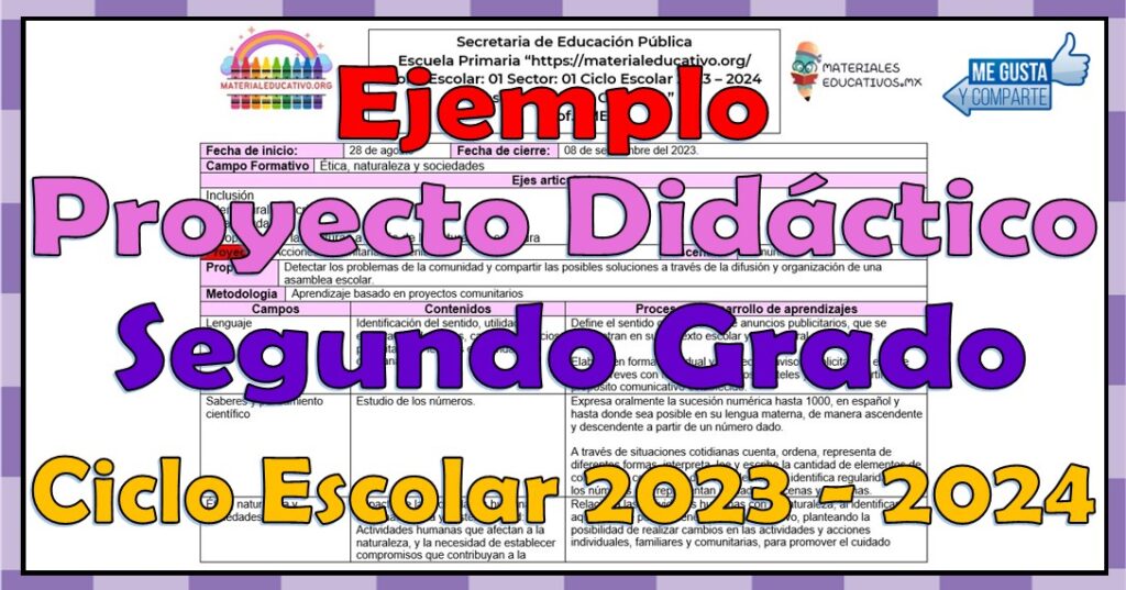 Esbozo de un proyecto didáctico del segundo grado de primaria para el ciclo escolar 2023 - 2024